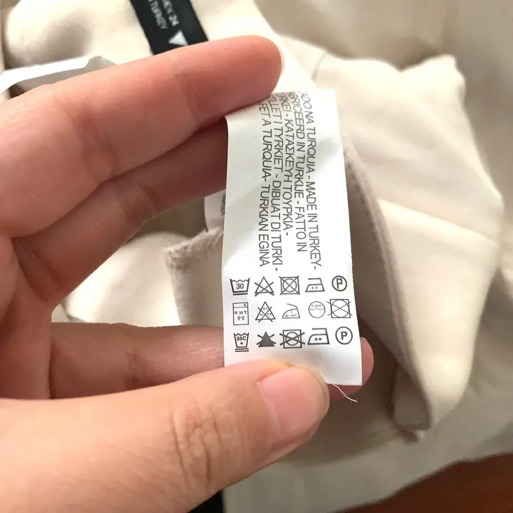 Zara Full Length Trousers with Cutout Opening in Ecru Off White